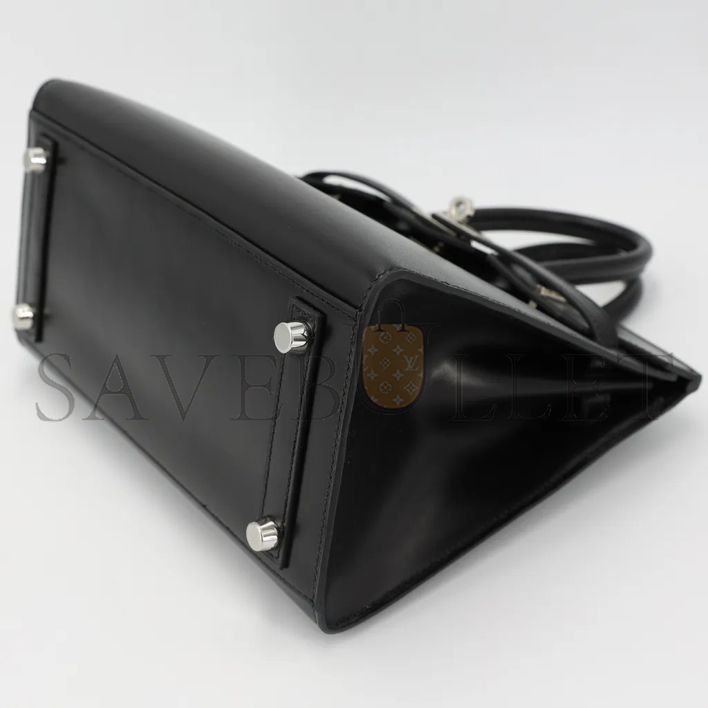 H**mes master birkin 25 box leather black silver buckle h029283ck86 (25*20*13cm)